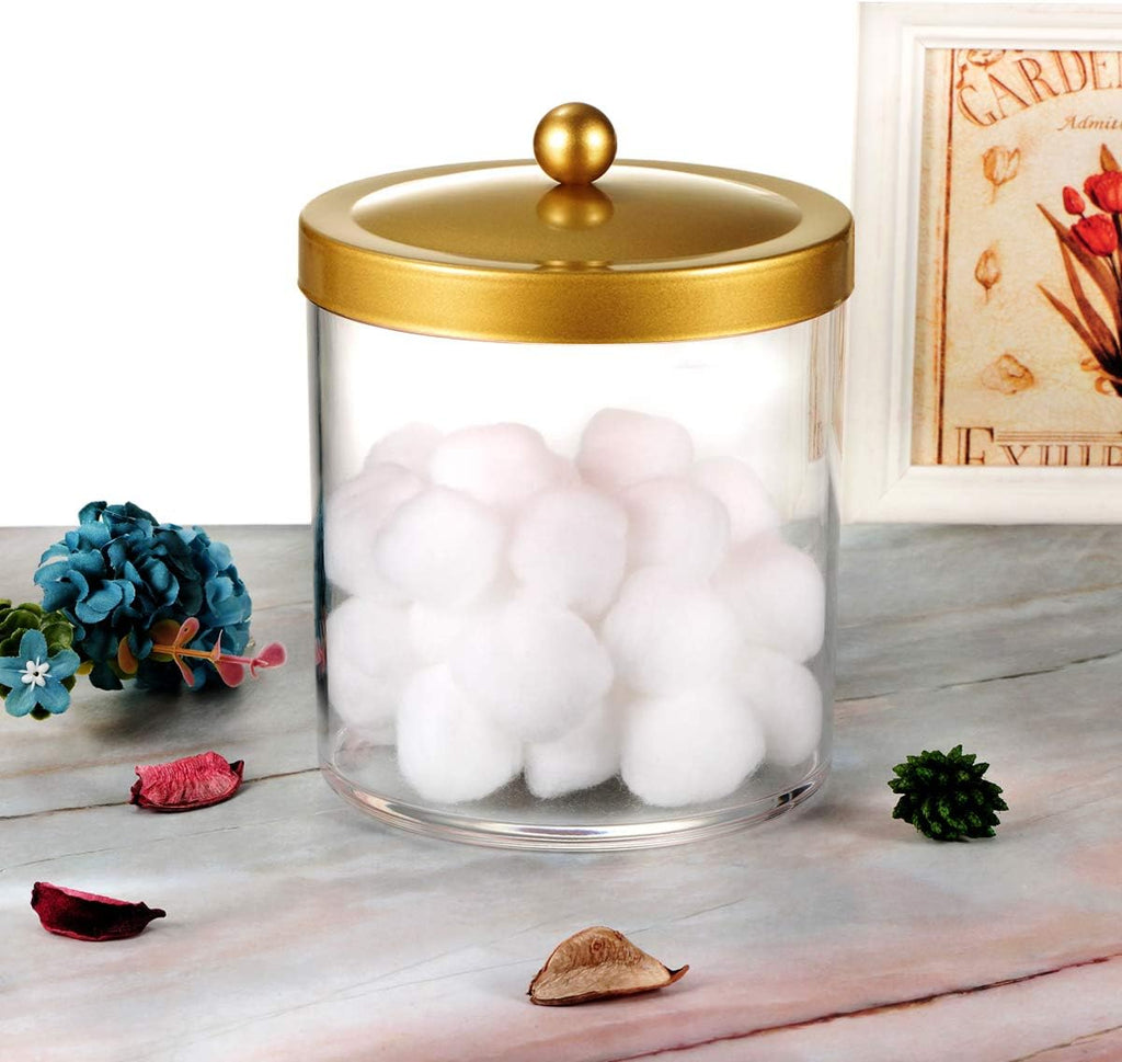 50 Oz Large Plastic Clear Apothecary Jar with Gold Rust-Proof Lid