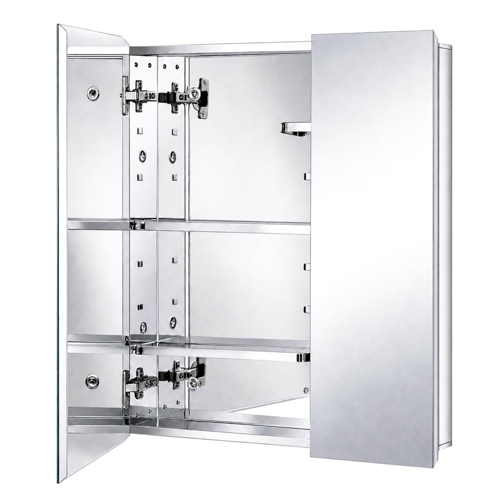 Stainless Steel Medicine Cabinet, Bathroom Mirror Cabinet, Surface Mount and Recess Mount, 23.6 x 25.6 inch, with