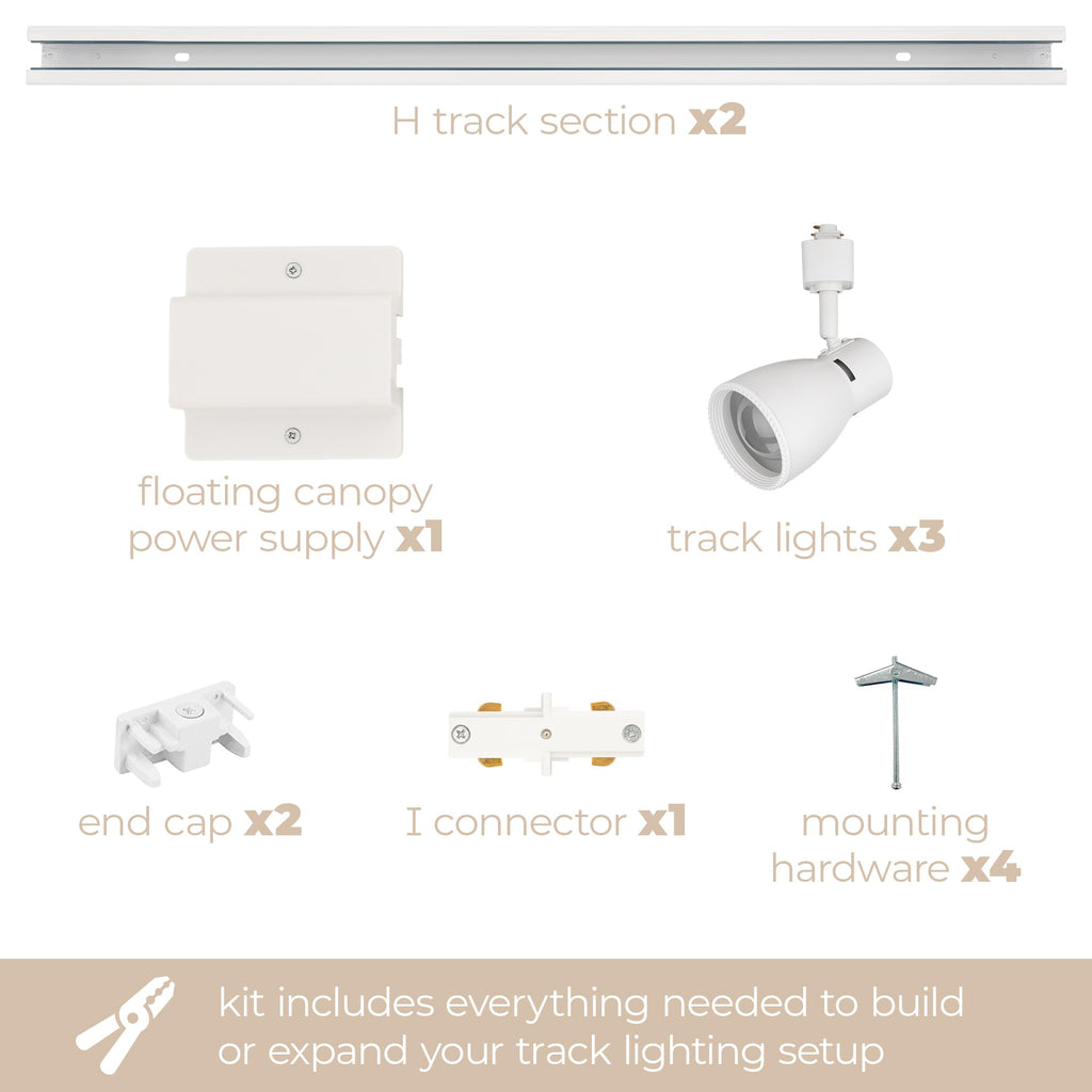 Luma Collection 3-Light 48in Field Cuttable LED Track Lighting Kit with 3 E26 Base Socket (Lamp Sold Separately)