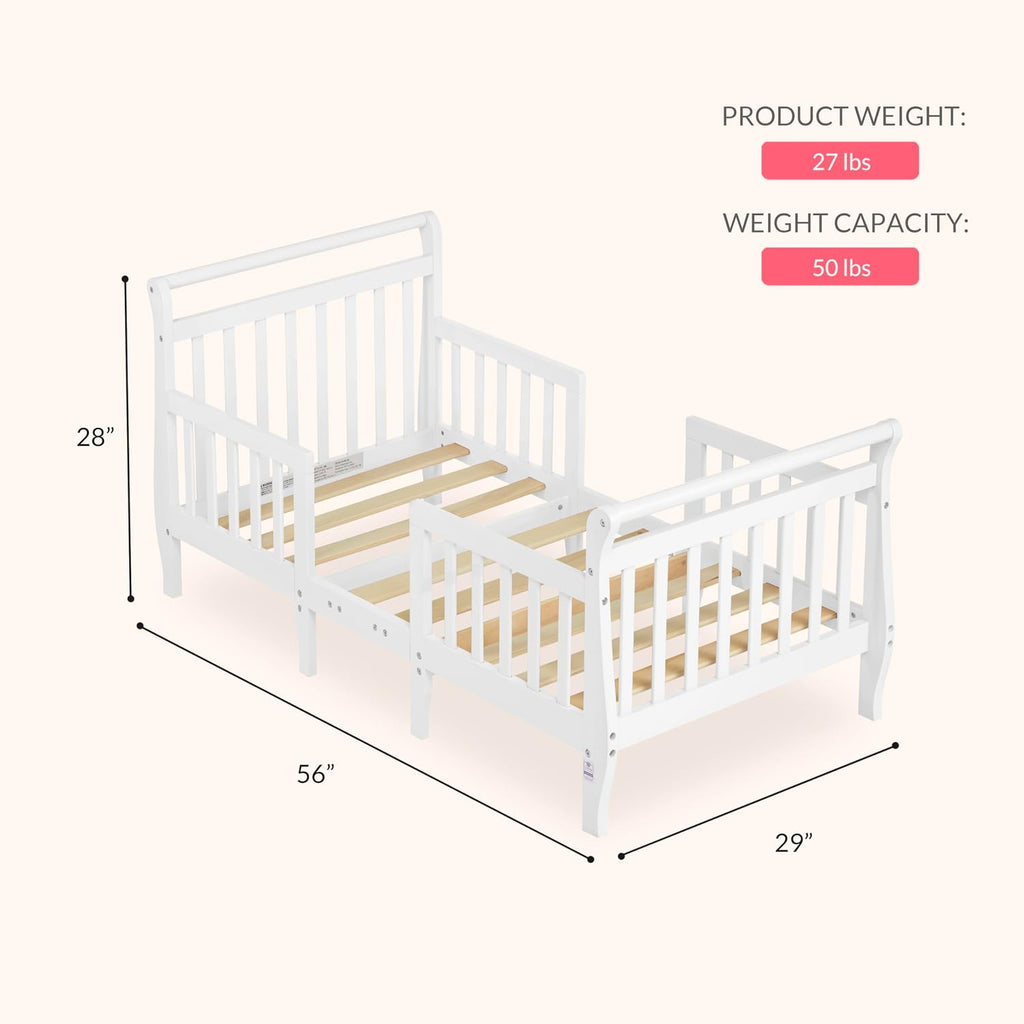 3-in-1 Toddler Bed with Rails, GREENGUARD Gold, White