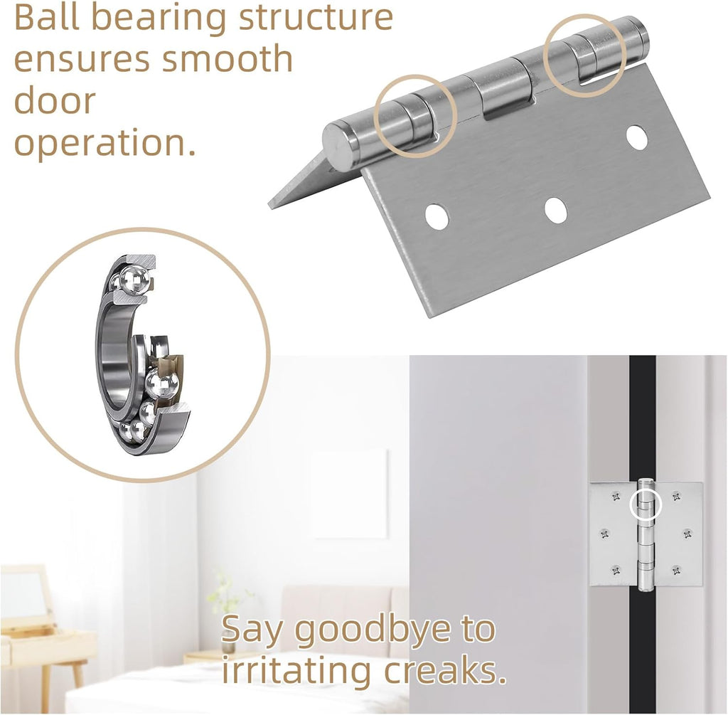 3.5" Ball Bearing Door Hinges with Square Corner