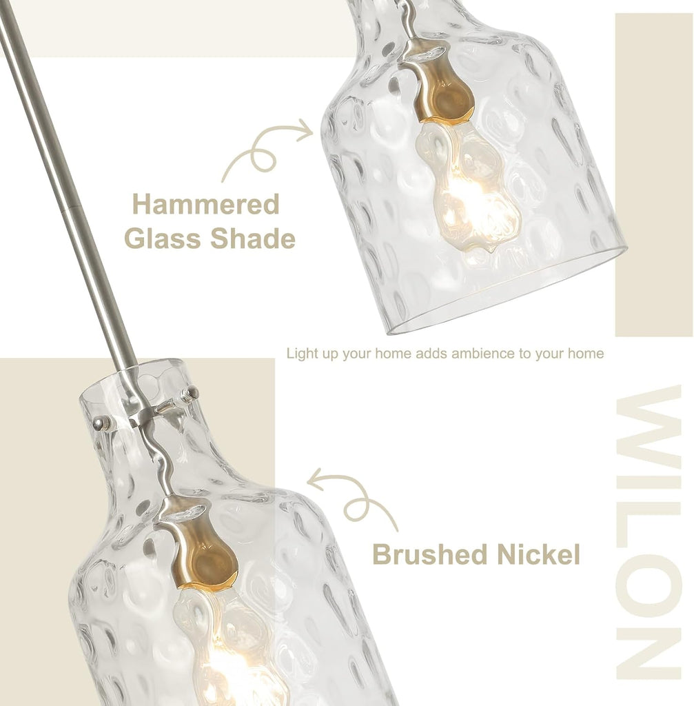 Modern Glass Pendant Lighting for Kitchen Island, Farmhouse Pendant Lights for Dining Room Kitchen Sink, Adjustable