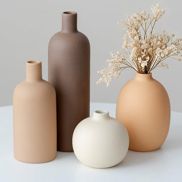 Modern Ceramic Vase Set, Neutral Colors, Decorative Vases