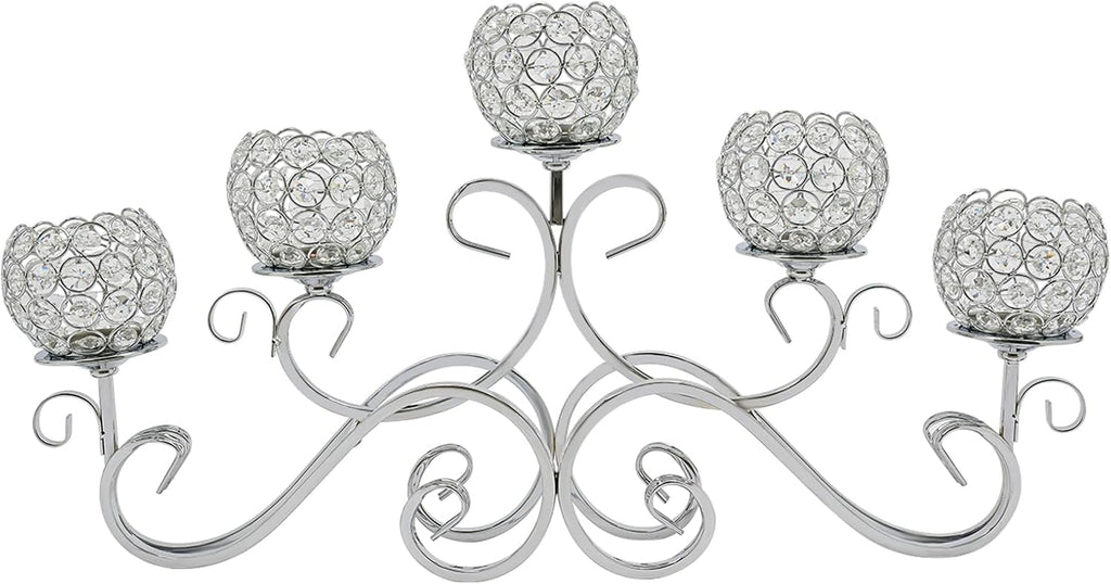 5 Arms Crystal Candle Holder Candlestick Holder CandelabrasDecor Home Tabletop Centerpiece Candle Holder Accessories