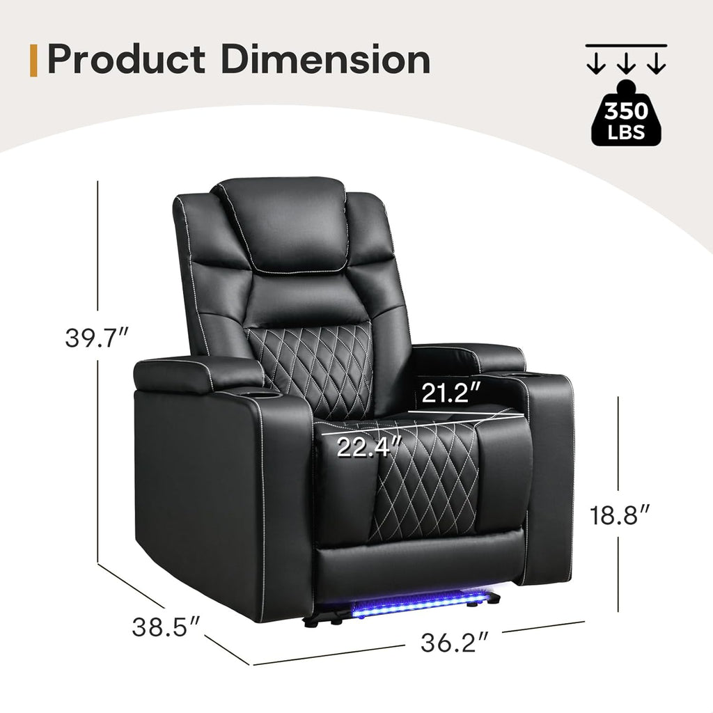 ANJ Power Recliner Chair with USB Port, Electric PU Leather Home Theater Seating for Living Room