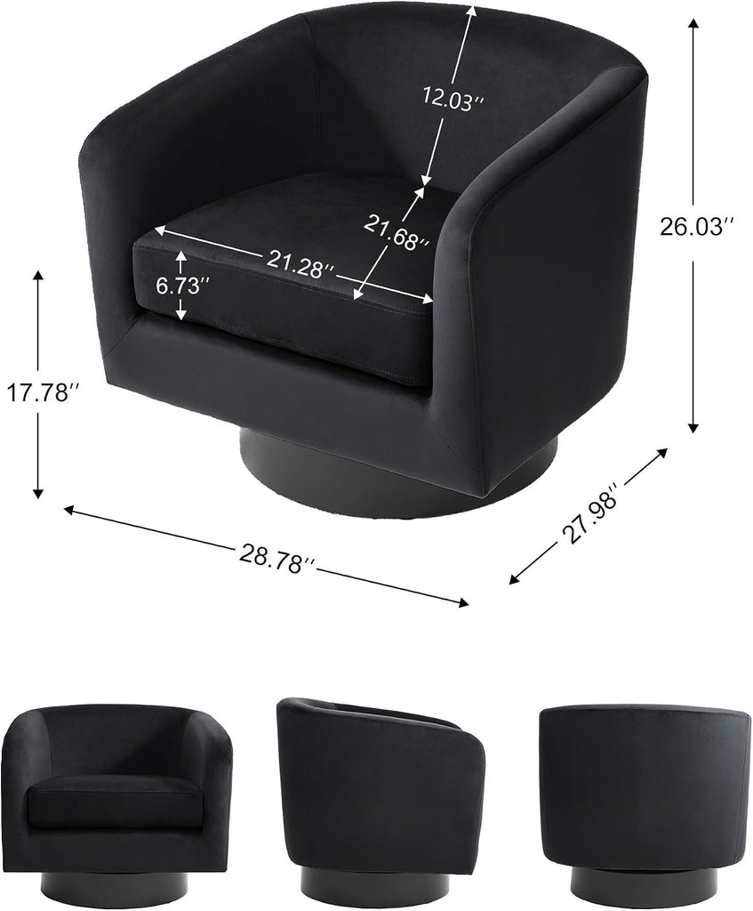 Swivel Barrel Accent Chair, Modern Round Chenille Fabric Arm Chair , Comfy Club Reading Chairs for Adults(Velvet