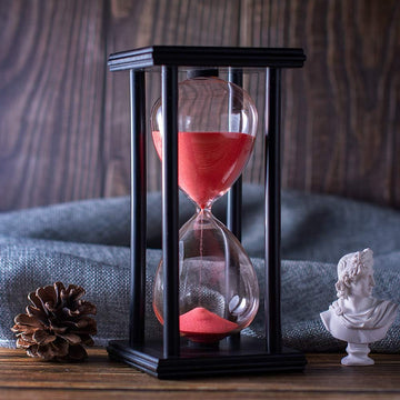 Hourglass Timer with Red Sand, 60 Minute Wooden Sand Timer