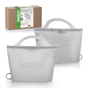 On-The-Go Silicone Microwave Steam Sterilizer Bags for Travel, 40oz/1250ml Reusable Silicone Steaming Bags for Baby
