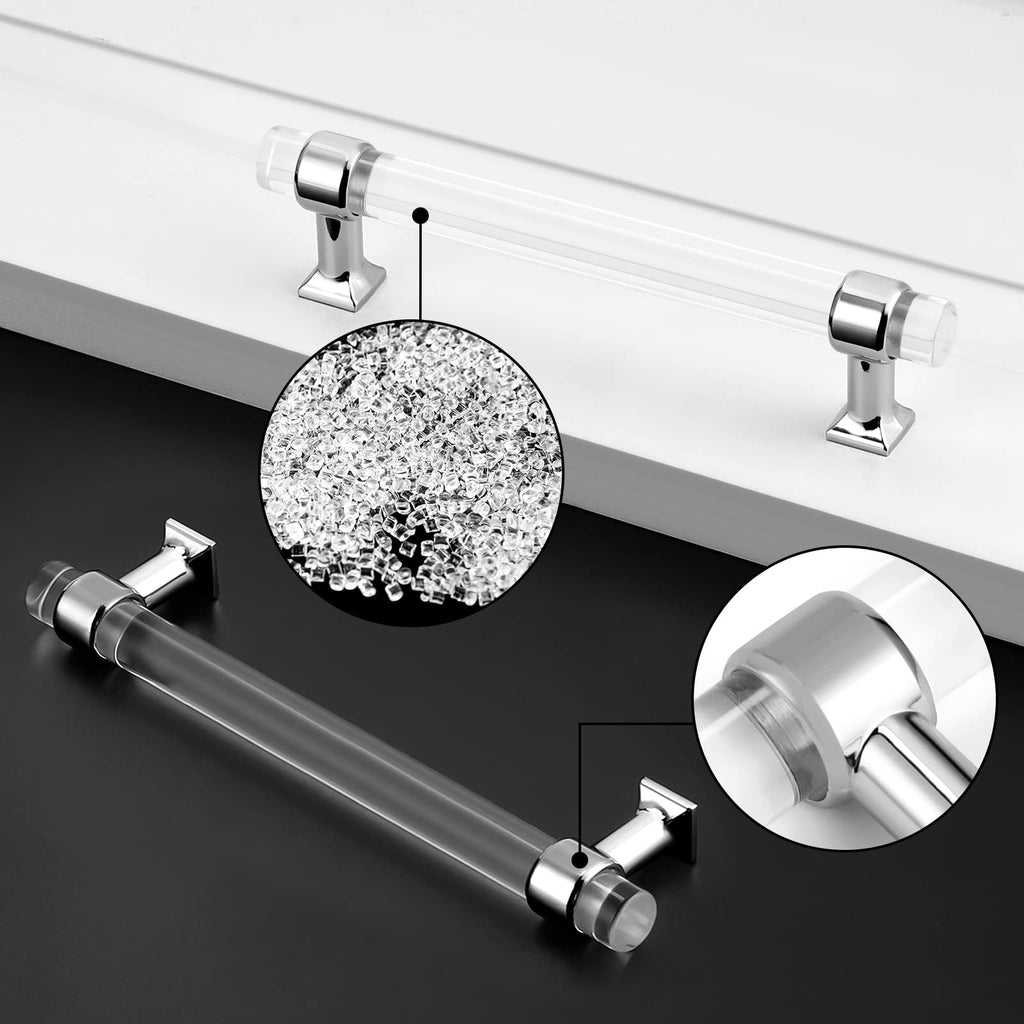 Acrylic Cabinet Handles & Pulls 5" Hole Centers Round 10 Pack