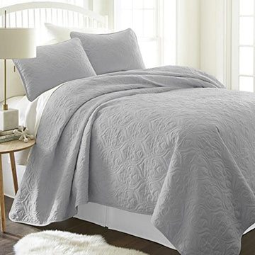 Quilt Coverlet Set All Season Microfiber Contemporary Ultra Soft Bedding in Damask Stitch - Damask Stitch