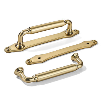 5 Pack 3 Inch Hole Center Champagen Bronze Cabinet Pull with Backplate Solid Heavy-Duty Handles with Base Plate