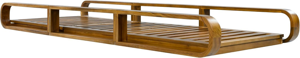 Pyke Patio Chaise Lounge Chair Outdoor, Acacia Wood Poolside Sun Lounger with Armrests, 4-Position Adjustable