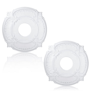 2pcs Ceiling Medallion for Light Fixtures Chandeliers,White,Classic