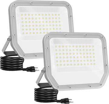 2 Pack Super Bright 6500k 10000lm LED Flood Lights Outdoor,100w Led Outside Lights for Yard Outdoor Waterproof Work