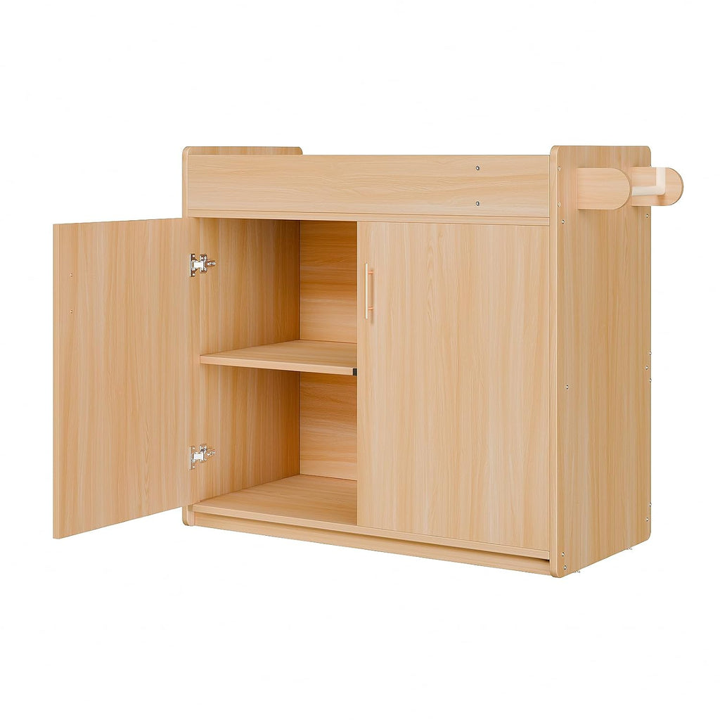 Daycare Diaper Changing Table with Removable & Washable Mattress Pad | Quiet-Close Doors & 2 Storage Cubbies |