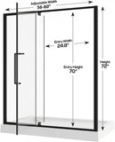 56-60" W x 72" H Pivot Shower Doors, Semi-Frameless Swing Water Repellent Glass Shower Doors with 1/4" (6mm) Clear