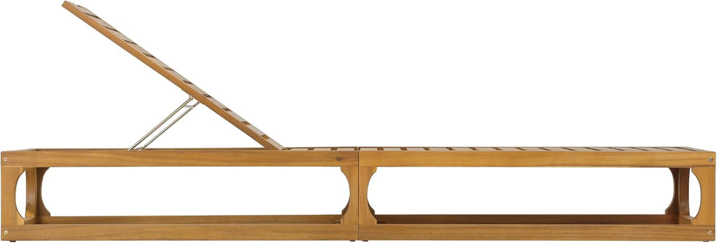 Patio Chaise Lounge Chair Outdoor, Acacia Wood Poolside Sun Lounger with Slatted Design, Open Frame Pool Lounger