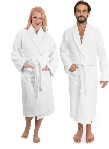 CTT - Luxury 100% Turkish Cotton Terry Cloth Bath Robe for Women & Men, 400 GSM Soft & Plush Long Robe