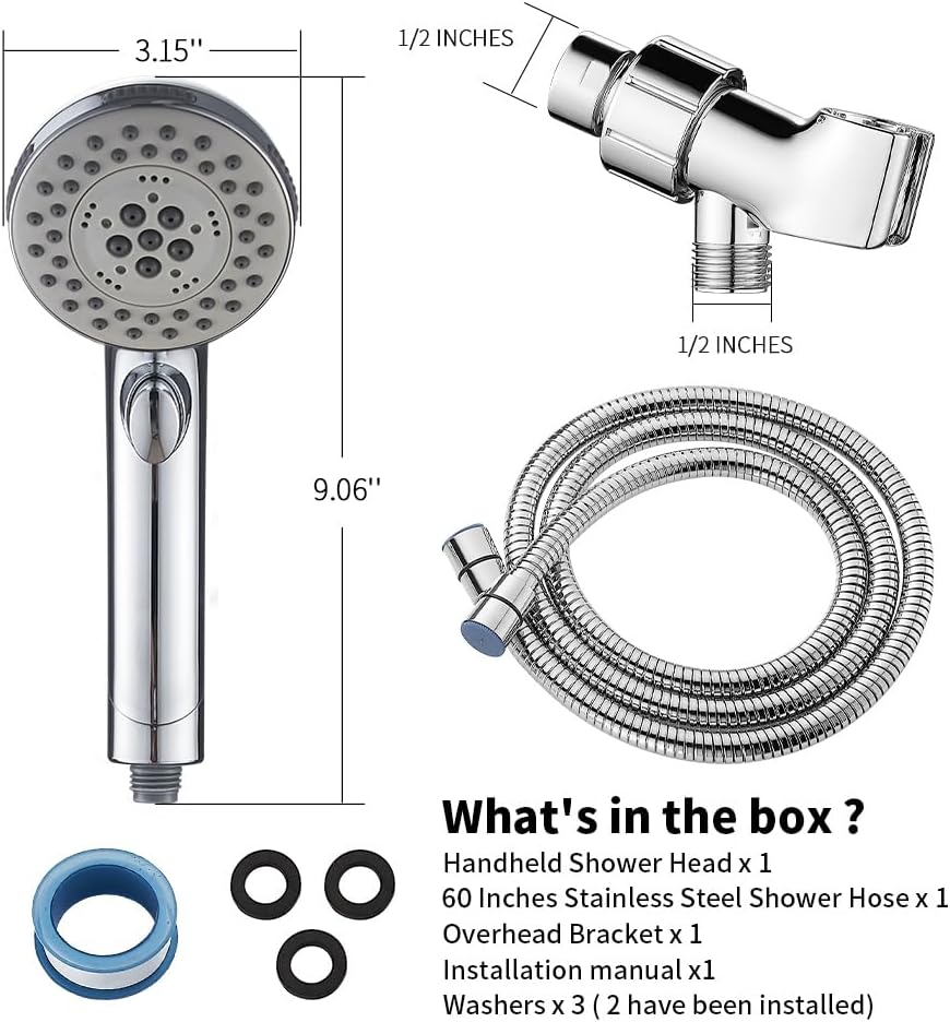 High Pressure Shower Head with Handheld Spray 6 Settings Hand Held Shower Head with On Off Switch and Spa Spray Mode
