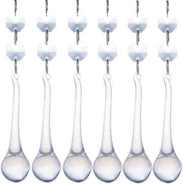 10 Pcs 5.3 Inch Crystal Raindrop Octagon Beads Chandelier Lamp Pendants - Crystal Raindrop Pendants with Octagon