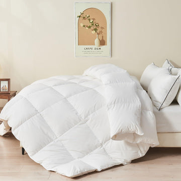 Organic Feather Down Comforter Full, Luxury Extra-Fluffy Duvet Insert