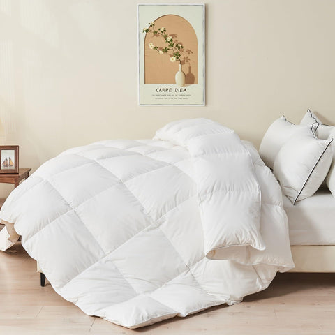 Organic Feather Down Comforter Full, Luxury Extra-Fluffy Duvet Insert