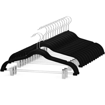 Velvet Skirt Hangers 24 Packs Velvet Hangers with Clips - Black