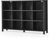 12 Cube Storage Organizer, Farmhouse 62 Inch Wide Black Oak Display Bookshelf, Wooden 3 Tier Large Open Book Shelf