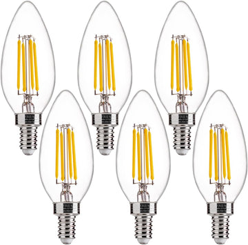 60W Equivalent LED Chandelier Light Bulbs, Dimmable LED B11 E12 Candelabra Base Bulbs, 3500K Natural White, 550LM, 6