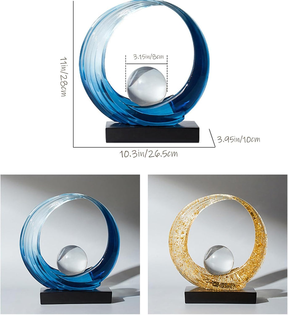 Golden Wave Resin Origami Statue Modern Abstract Home Decoration Emphasizes Abstract Office Desk Center Art Statue