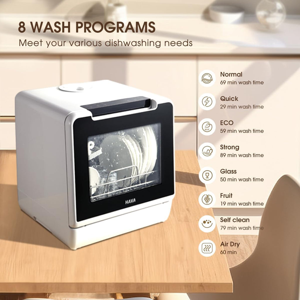 Countertop Dishwasher, 8 Wash Programs NEW Upgraded Model Portable Dishwasher with Child Lock & Delayed Start Function