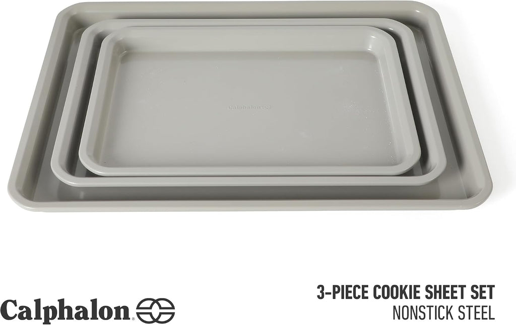 Legacy Cookie Sheet Set, 3-Piece Nonstick Sheets 18 15 13 Inch Cookie Sheet, Metal Sheet, Taupe, PFOA-Free for Even