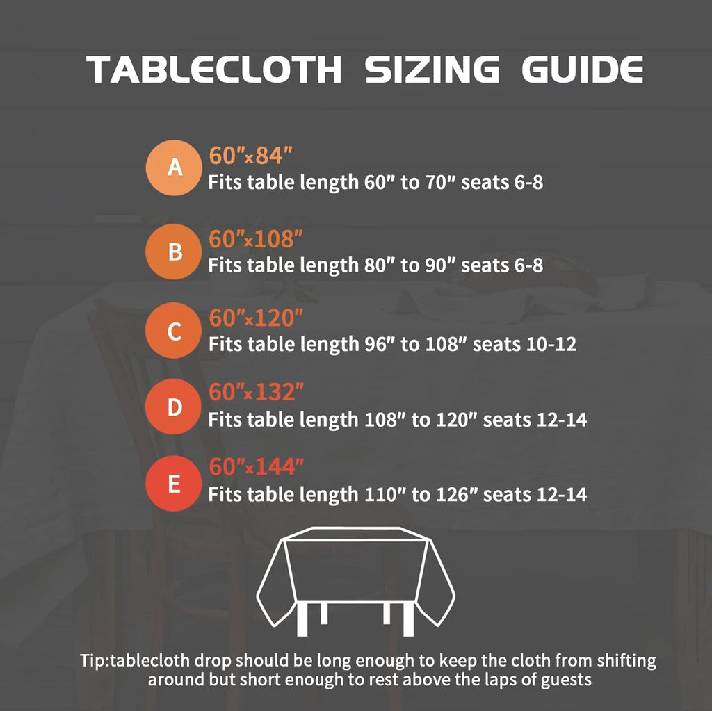 Pure Linen Hemstitch Tablecloth,100% Stonewashed French Linen tablecloths Dining Rectangle Tables,60
