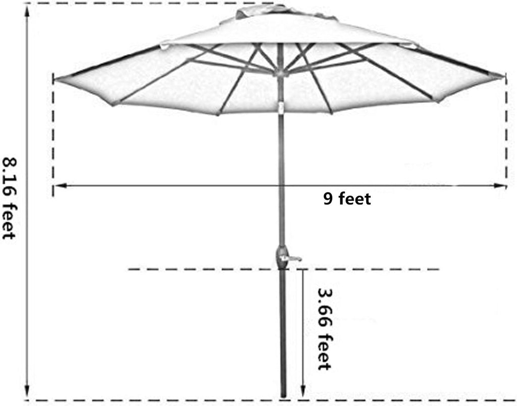 9' Patio Umbrella Outdoor Table Umbrella with 8 Sturdy Ribs (Tan)