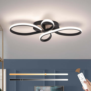 Modern LED Ceiling Light, Hallway Light Black Close to Ceiling Light Bedroom Balcony Bathroom Room (23.62Inch)