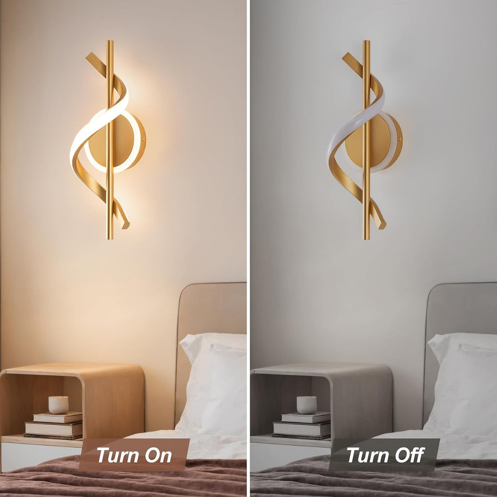 LED Wall Sconces Indoor, 12W LED Wall Mount Lights, Modern Spiral Wall Lamp, 3000K Wall Light Fixture for Stairs