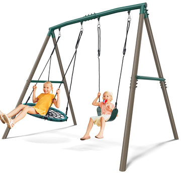 7.5ft Tall Heavy Duty Metal Swing Sets for Backyard