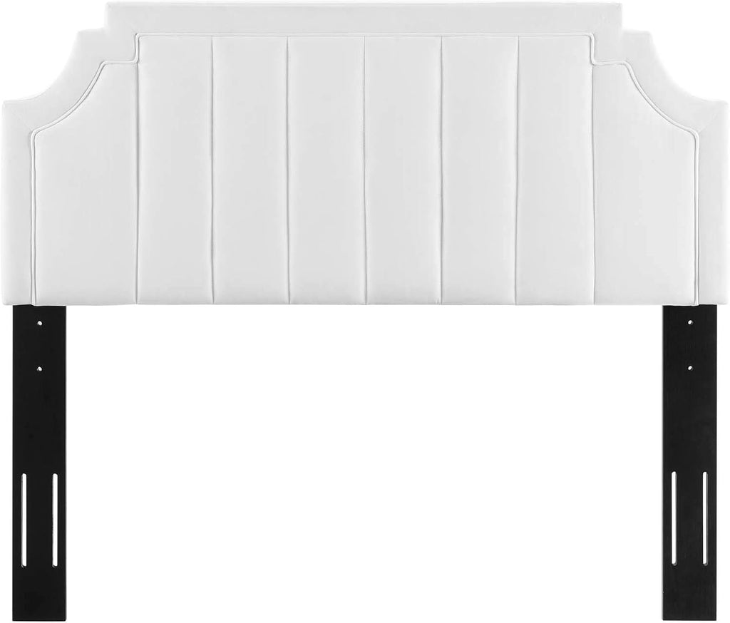 Channel Tufted Performance Velvet Full/Queen Headboard in White
