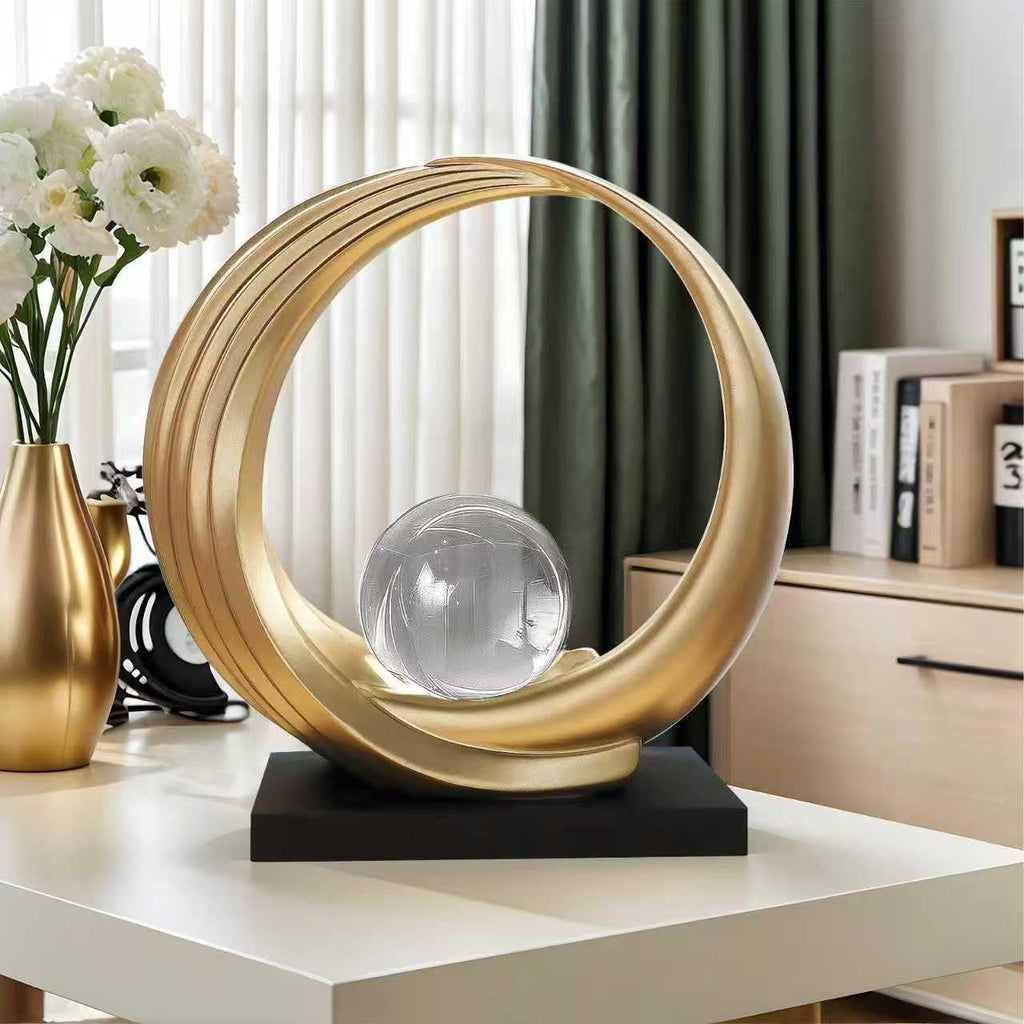 Modern Abstract Stripe Golden Shelf Decor Statues | Coffee Table Home Decor Sculpture,Desk Decoration (Golden)