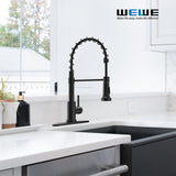 Kitchen Faucets with Pull Down Sprayer Commercial Industrial Stainless Steel Single Handle Single Hole Spring
