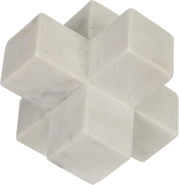 Geometric Cube Decorative Object - Marble Sculpture Modern Home Decor Ornament - Shelf Styling & Coffee Table Decor
