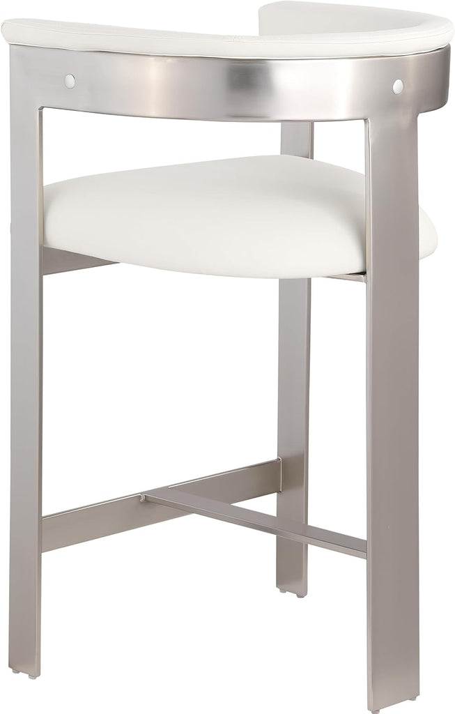 738Cream-C Romeo Collection Modern | Contemporary Counter Stool with Soft Cream Vegan Leather, Brushed Chrome Metal