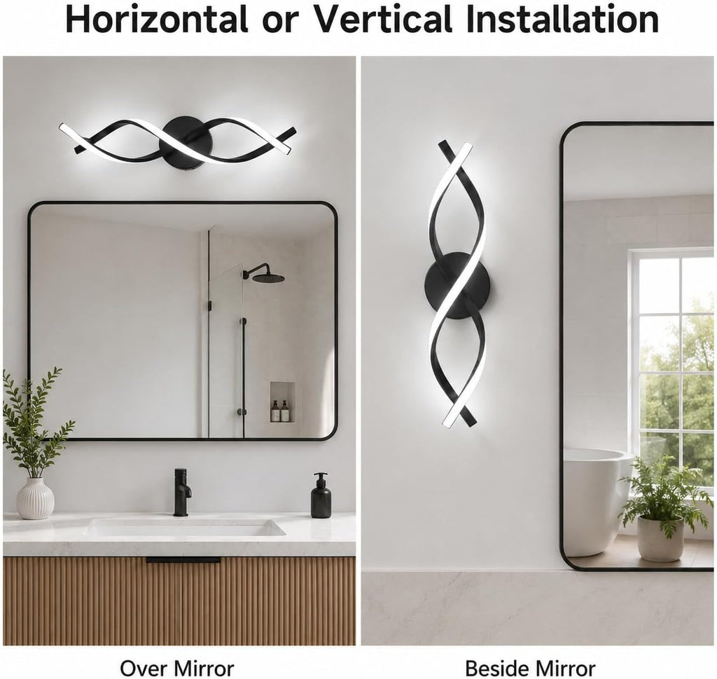 Modern Black LED Vanity Lighting,Bathroom Light Fixture Over Mirror,21 Inch,6000K Cool White