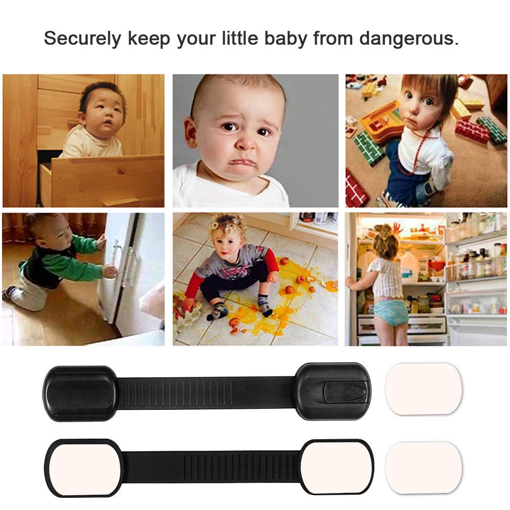 Multi-Use Adhesive Strap Locks for Baby Proofing Cabinets & Drawers