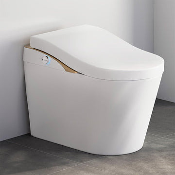 Modern Smart Toilet with Bidet, One-Piece Elongated, Porcelain, Auto Flush, Heated Seat, Warm Air Drying