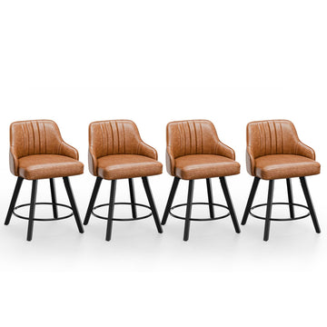24" H Swivel Barstools Counter Height Bar Stool Set of 4, Brown