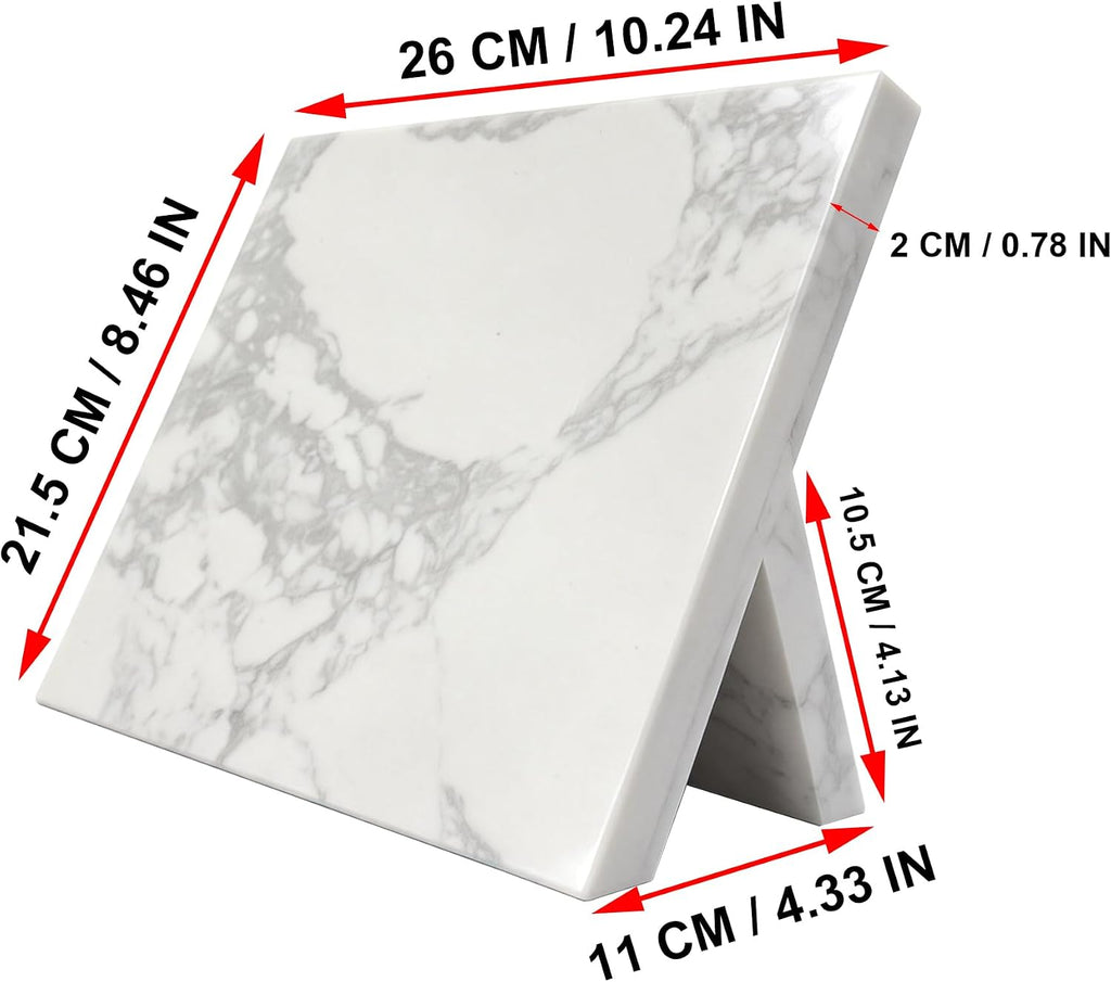 Home Kitchen Marble Countertop Magnetic Knife Holder, White | Strong Enhanced Magnets