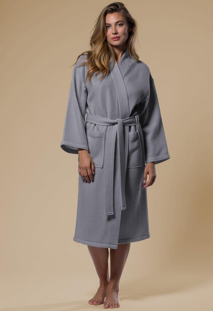 Womens Lightweight Waffle Kimono Bathrobe for Men - Soft Quick-Dry Spa & Summer Towel Robe, Cotton Blend