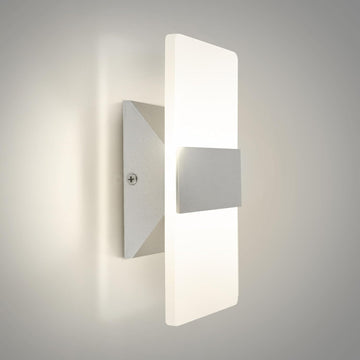 8 Inch Indoor LED Wall Sconce - 10W 2700K-5000K Dimmable Brushed Nickel Wall Sconce Lights - Modern Wall Sconces