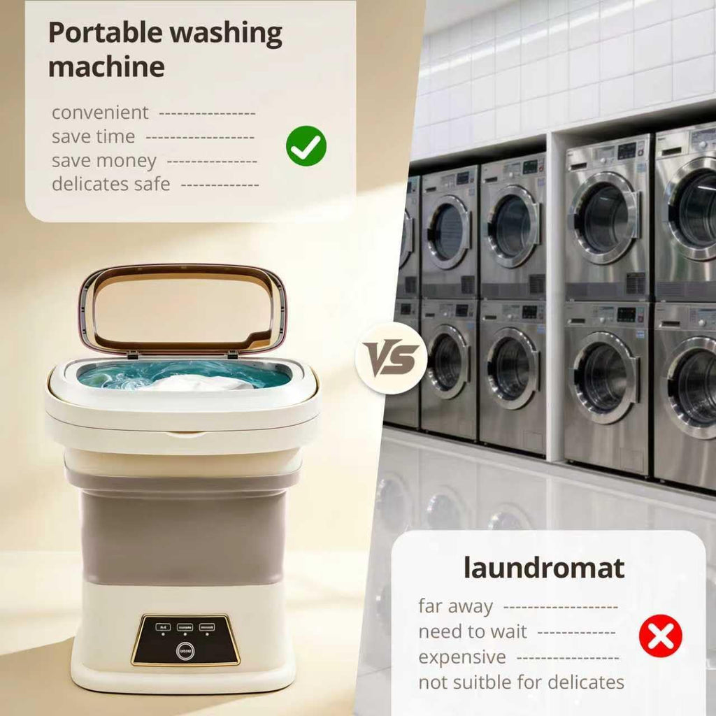 Portable Washing Machine, 16L Upgraded with Spin Basket, Small Washer portable for Underwear, Delicate Clothes, and Light Laundry, Suitable For Travel, Camping,Apartments, Dormitories, Hotels (Beige)